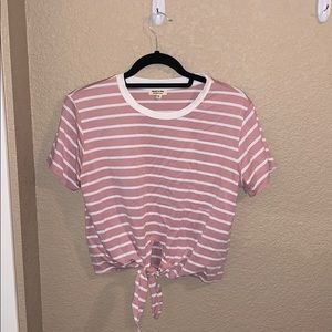 Pink Striped Crop Top